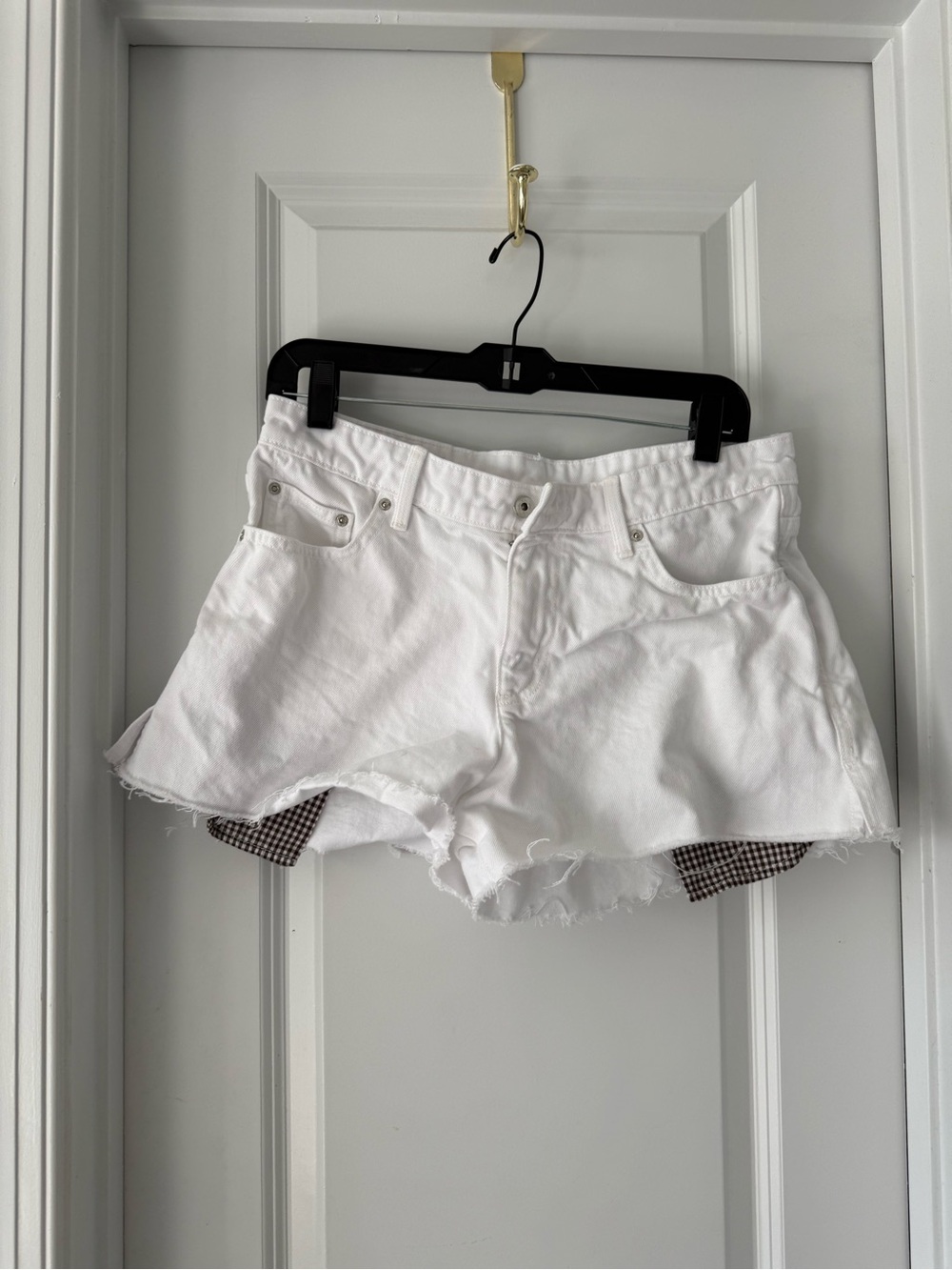 Zara White High-Waisted Denim Cutoff Shorts Size 8